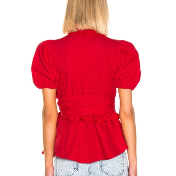 Red Ruffle Wrap Top - Picture 2 of 6